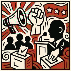 lineart Politics abstract colors are red white black