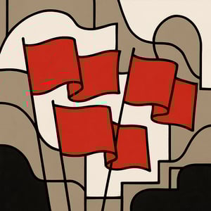lineart red flags projects abstract colors are red white black taupe-1
