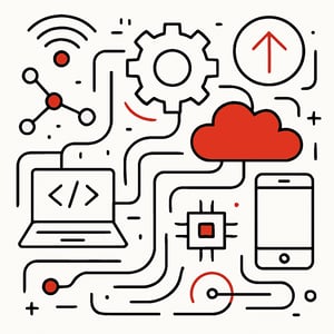 lineart technology integrations abstract colors red white black